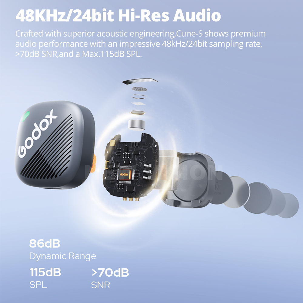 Microphone Capsule - Godox Cube-S 2,4GHz Drahtloses Mikrofonsystem Komplett