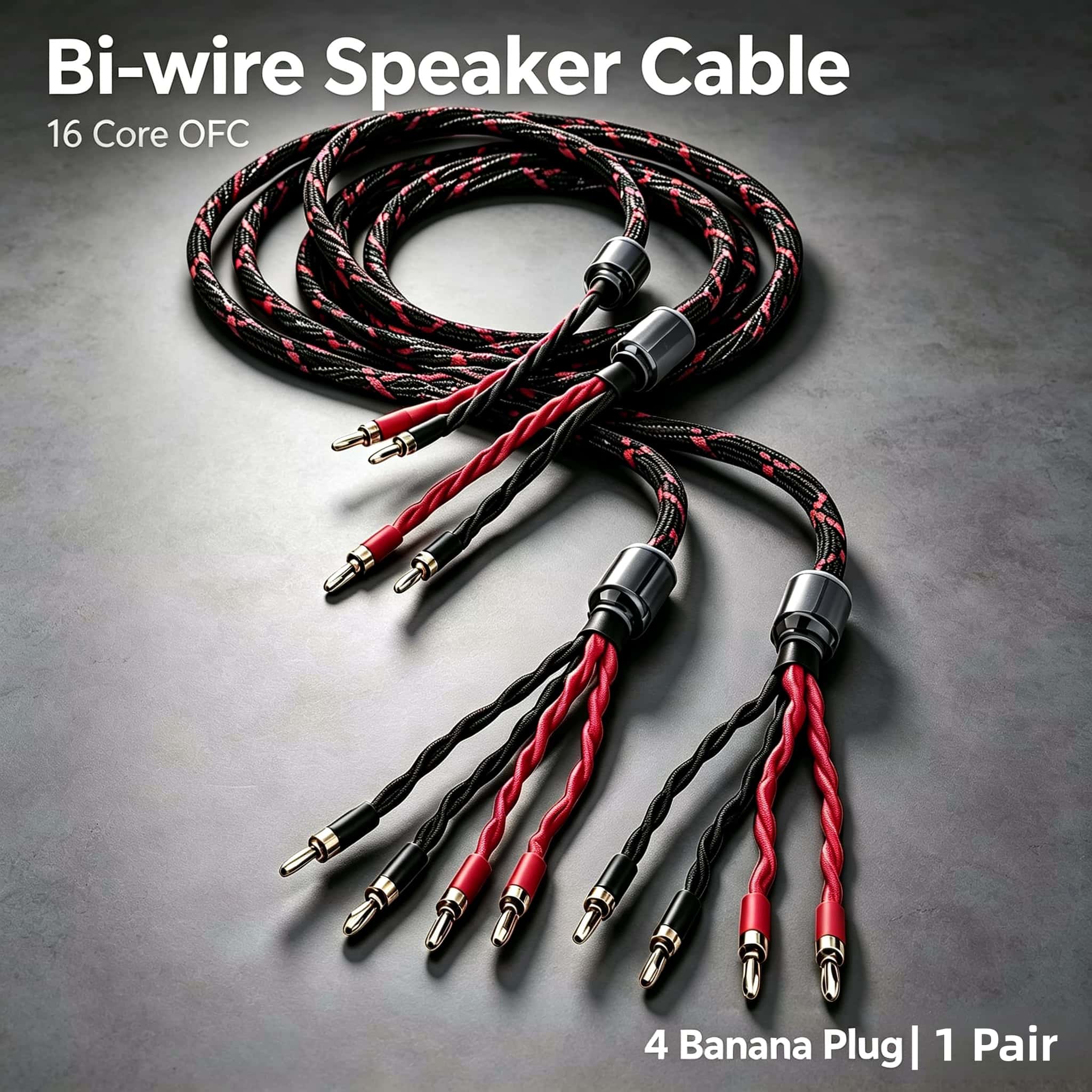 Audio Jumper Wire - 16-adriges OFC Bi-Wire Lautsprecherkabel Paar Bananenstecker