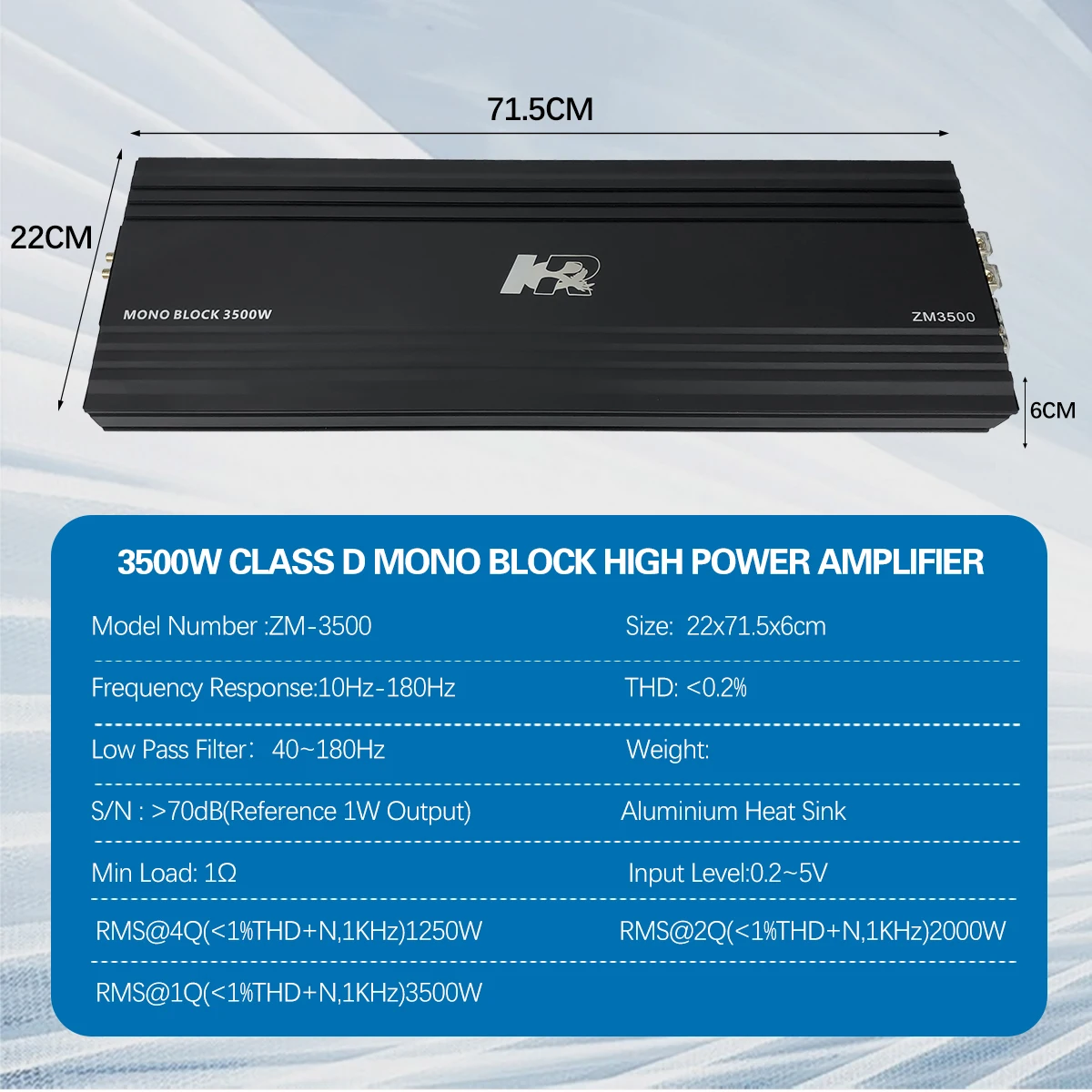 Class D Amplifier - 2026 Zeming Audio ZM-3500 Monoblock Klasse