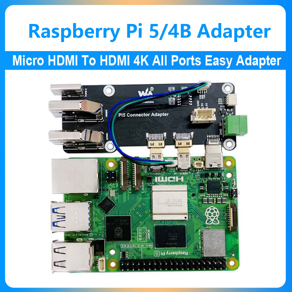 Mdi Cable - Raspberry Pi 5/4B Micro-HDMI-zu-HDMI-Adapterplatine mit zwei